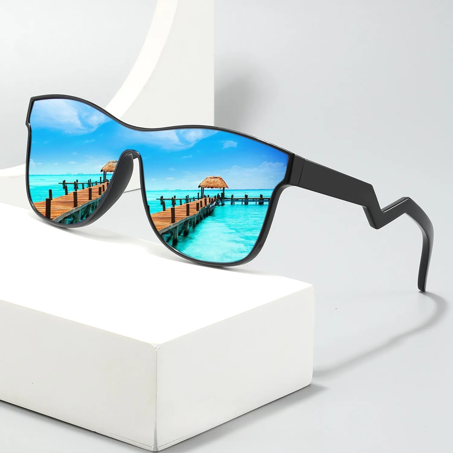 

P025 Polarized Sports Sunglasses Men Women Oversized One-Piece Square UV400 Protection Driving Cycling Outdoor Fashion Goggles