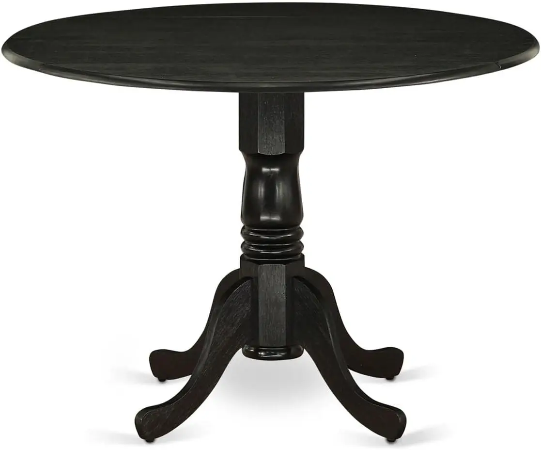 Furniture DLT-ABK-TP Dublin Dining Table - a Round Wooden Table Top with Dropleaf & Pedestal Base, 42x42 Inch, Wirebru