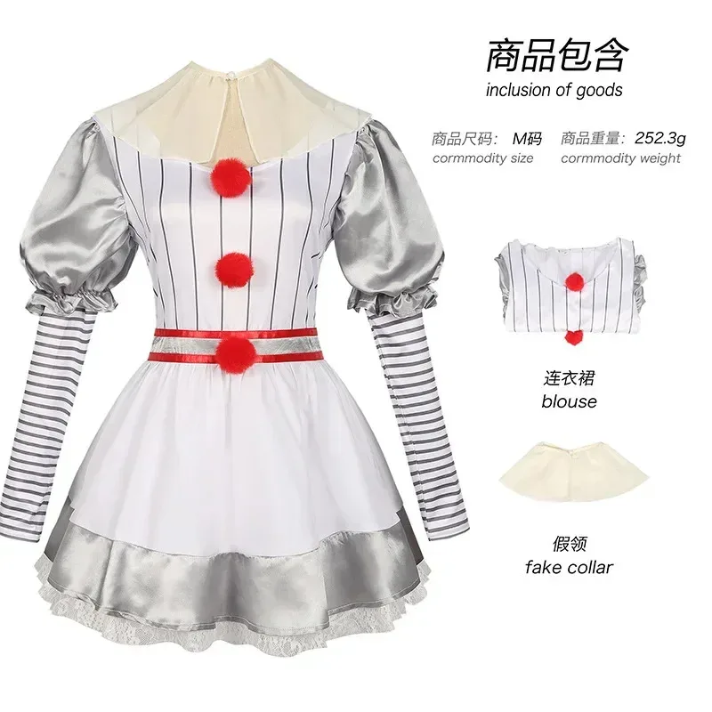 Film Clown Pennywise Costume Cosplay Genderswap Halloween Horror Lolita Up Donna Fantasia Abito Festa di Carnevale Set completo;8'm6,
