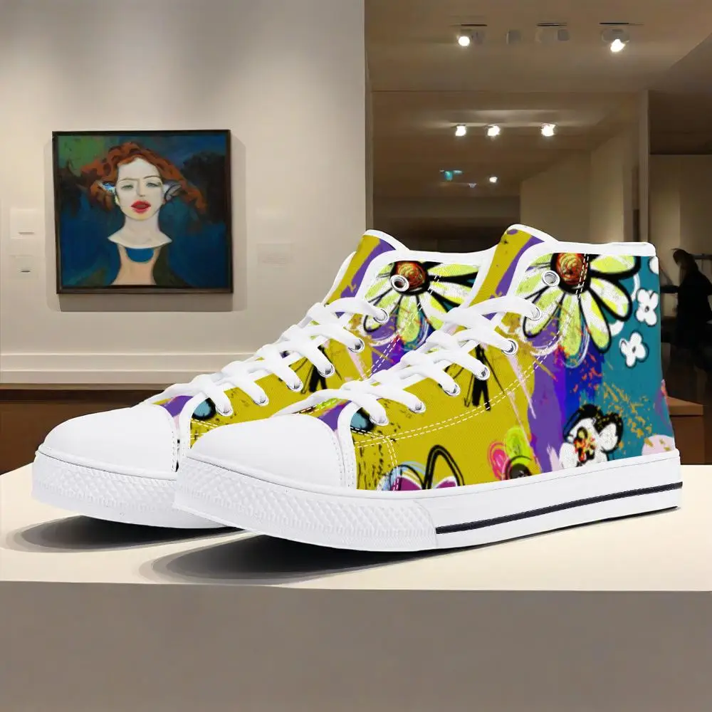 

Customized Watercolor Print High-Top Canvas Shoes Flat Sneakers Lightweight Casual Shoes for Men and Women