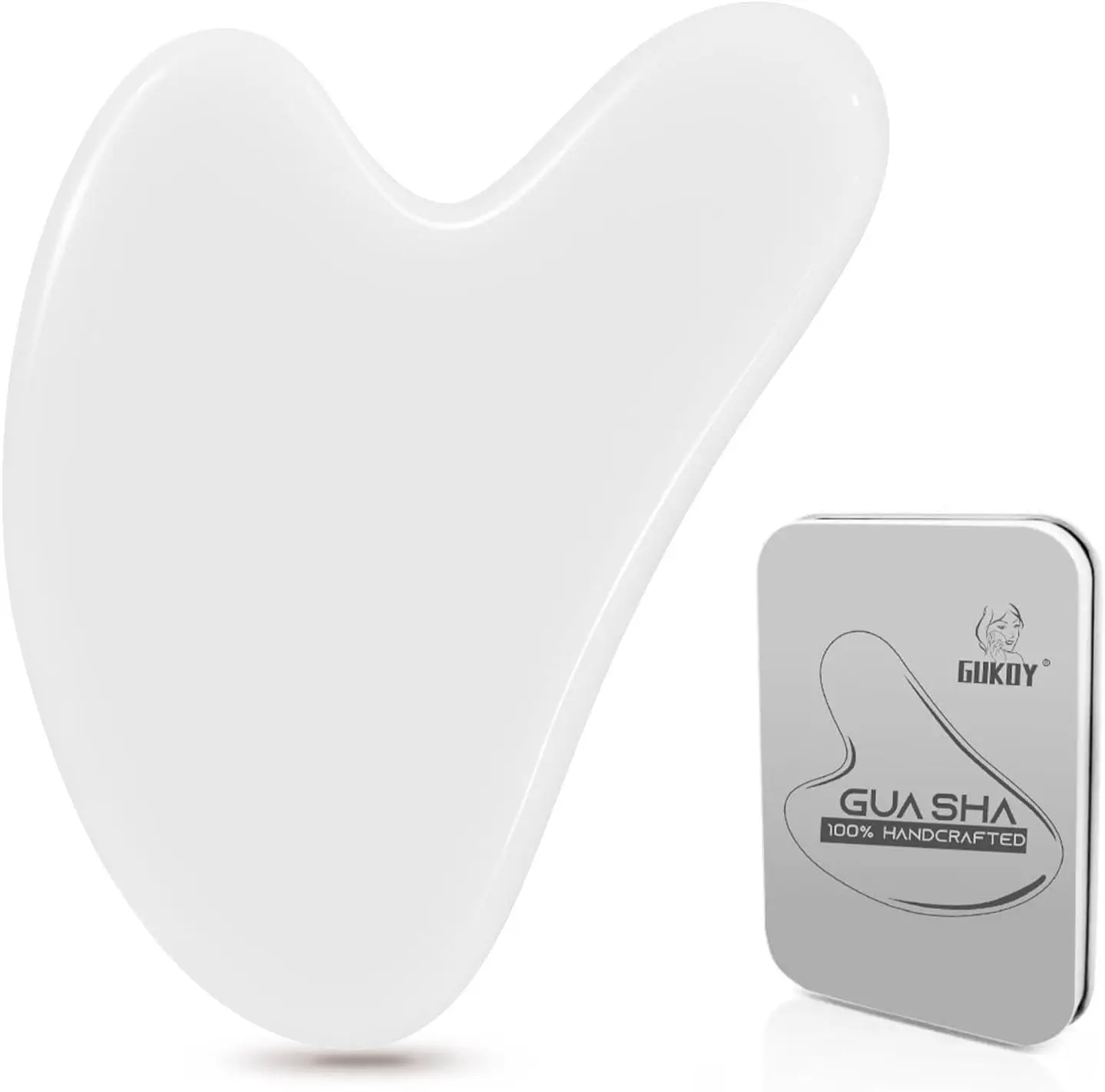 

Натуральный нефритовый массажер Гуаша для лица и терапии кожи, белый