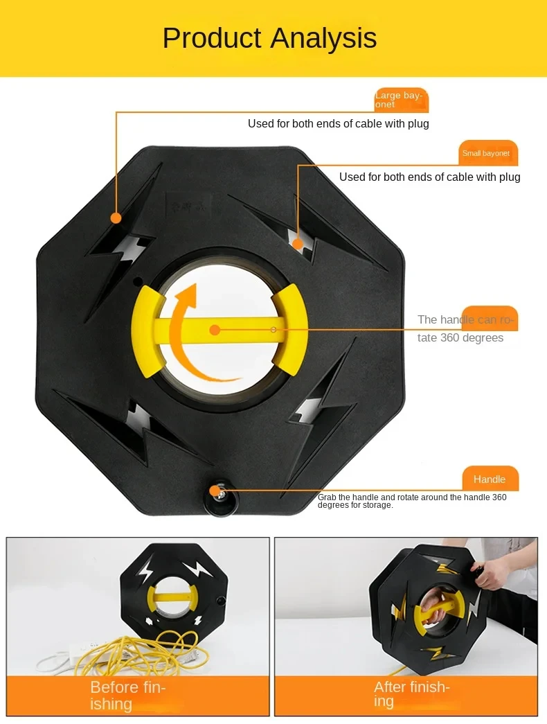 Outdoor Reel Cable Collection Line Storage Artifact Wire Disk Plastic Wound Disk for Caravan Yacht RV Cable Storage