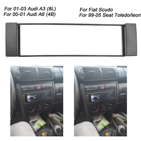 2X Fascia 1 Din 프레임, 아우디 A3 8L A6 4B 시트 톨레도 레온 피아트 스쿠도 스테레오 파시아 플레이트 대시 CD 트림, 1 DIN 라디오 커버