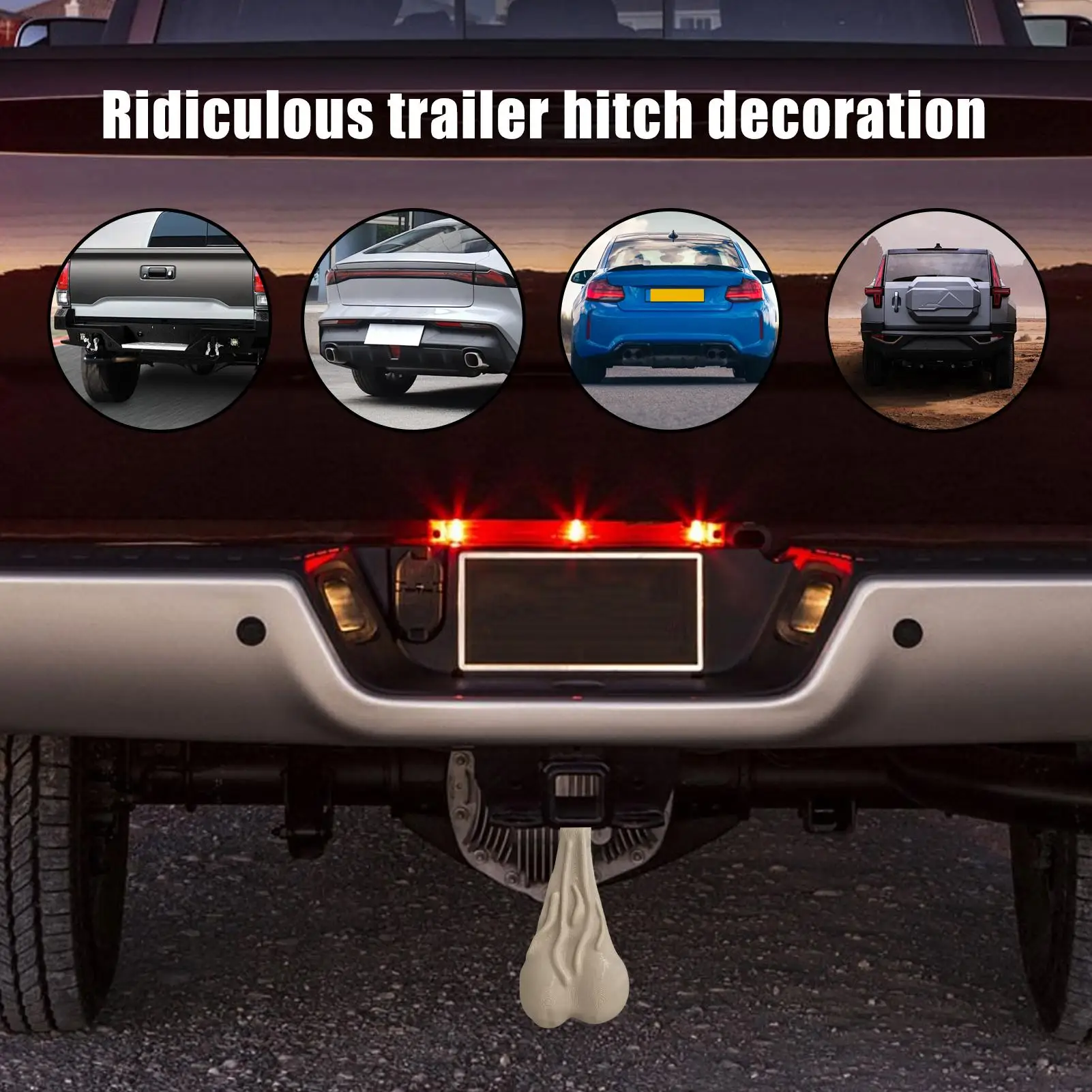 Funny Truck Balls Nuts Decorative Bumper Ornaments Funny Prank Gag Automotive Vehicle Decoration for Boyfriend Husband Men