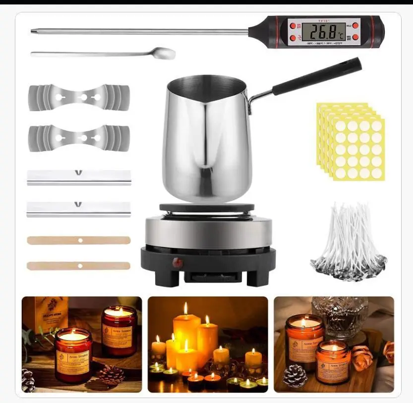 DIY Candle Making Kit with Electric Fuser American Standard Heating Stove Wax Melting Machine Pot Candle Wick Center Core Fixer