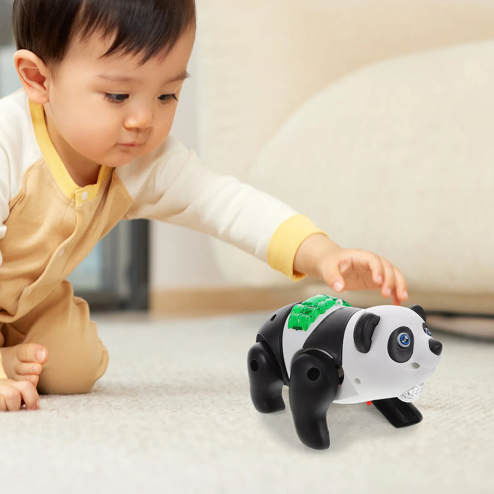Electronic Walking Panda with Music LED Lights Interactive Crawling Singing Panda Pet for Kids Home Kindergarten