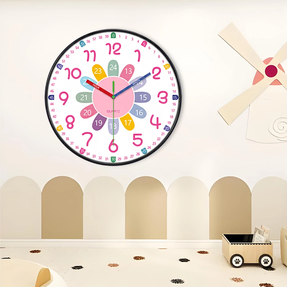 

New Early Education Wall Clock For Living Room Home Bedroom Children's Room Non Ticking Silent Non Ticking Wall Hanging Clock