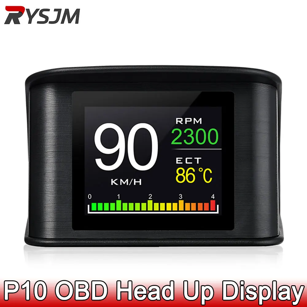 P10 Head Up Display Multi-function For Car Speedometer Overspeed Alarm RPM Mileage Temperature Guage OBD Smart Digital Meter HUD