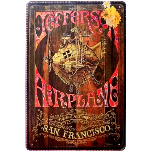 Jefferson Airplane Retro Metal Sign Vintage 60s Rock & Roll Tin Sign Decor 12x8