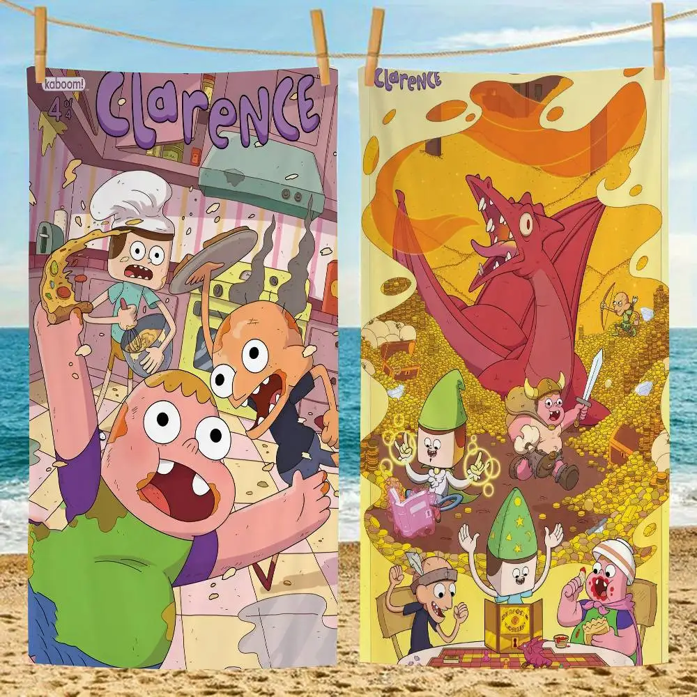 Cartoon C-Clarence TV Microfiber Printed Beach Towel Mountain Climbing Yoga Beach Swimming Running Absorbent Soft Towel