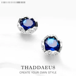Stud Earrings Dark Blue Lotus Europe Style Glam Fine Jewerly For Women Gift In 925 Sterling Silver
