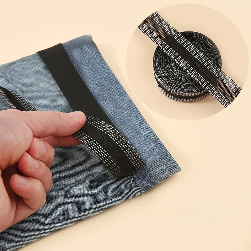 

1-5m Black Self-Adhesive Pants Hem Paste Tape Trouser Edge Iron-On For DIY Apparel Sewing Fabric Clothing Length Shorten Repair
