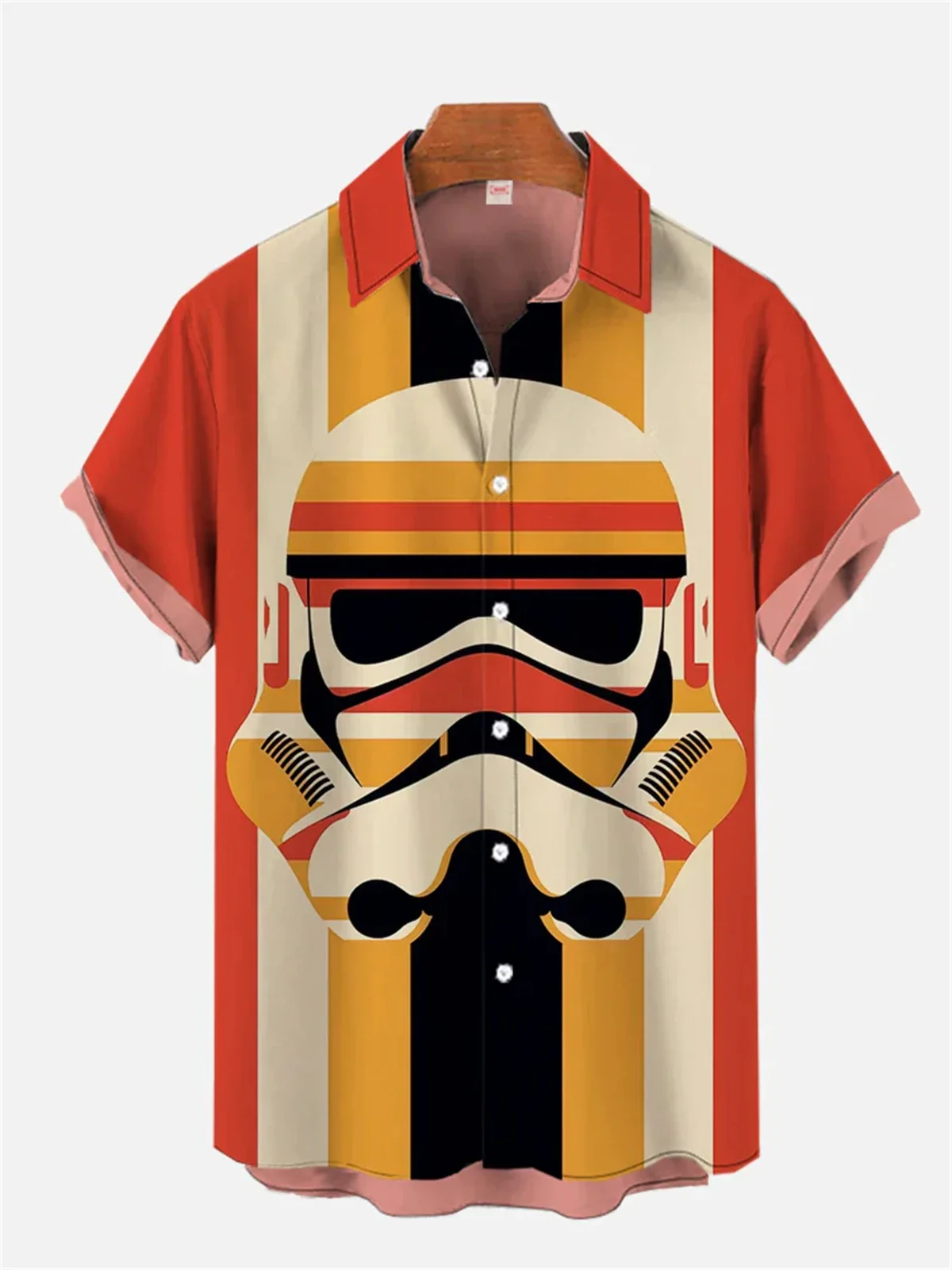 Herren hemd mysteriöser Rücken druck bequemes Herren-Revers oberteil Sommer neues Herren-Kurzarmhemd groß, locker