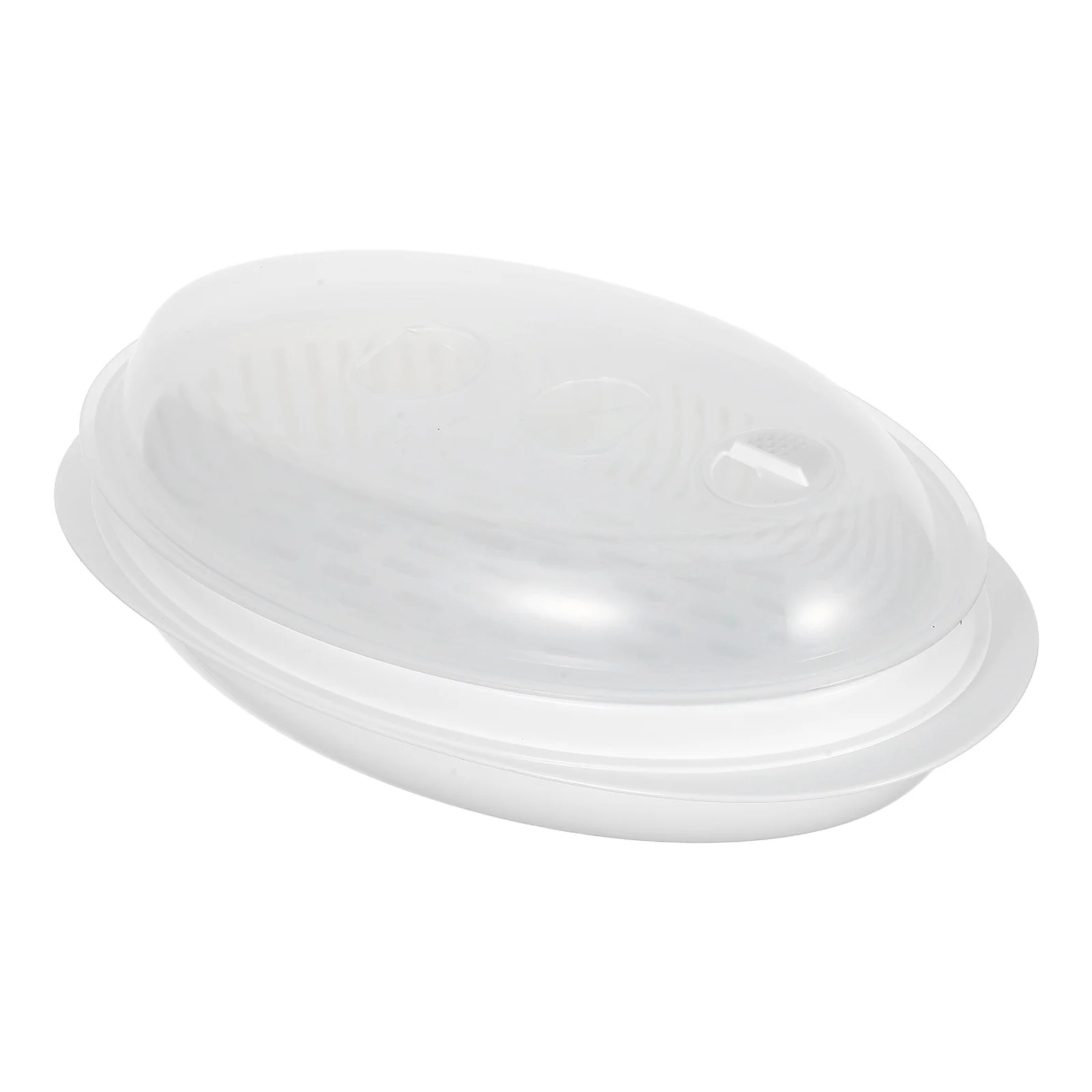 

Microwave Food Steamer Large Base Dome Lid Fish Plate Buns Vegetables Nutrients Preservation Steam Vent Hole Leakage Barrier Oil