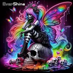 Evershine Full Round 5D DIY Diamond Mosaic Girl Portrait Diamond Painting Skull Picture Of Rhinestones Handmade Hobby