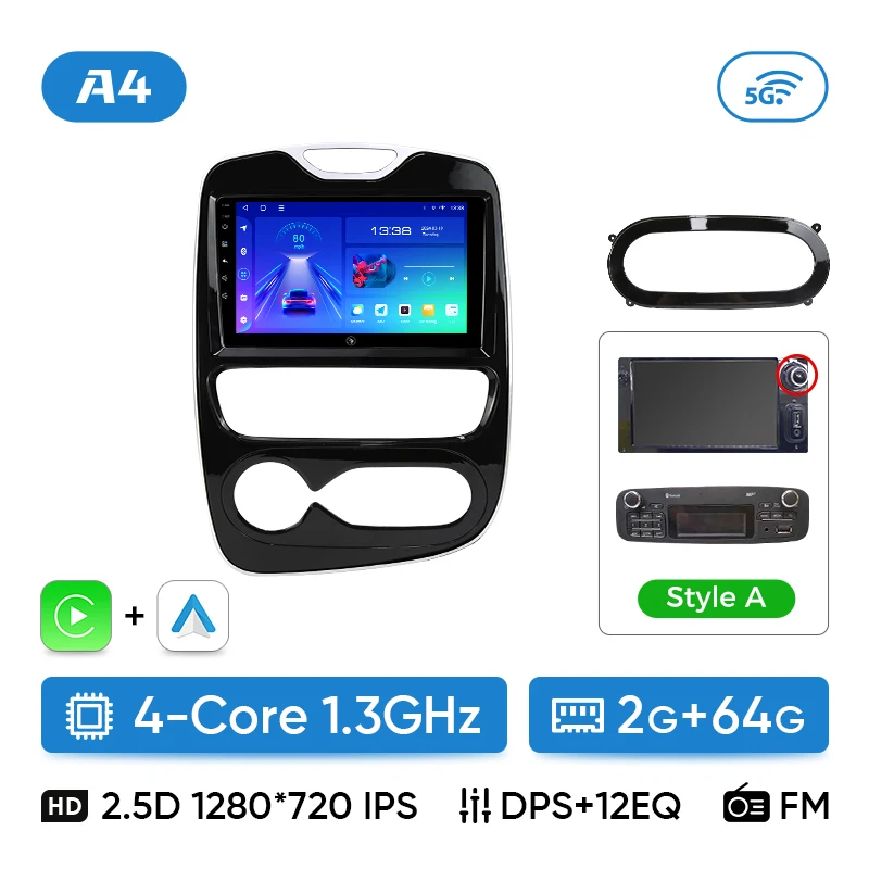 Ainavi Autoradio Voor Renault Clio 4 2012 - 2018 Draadloze Carplay Android Auto Multimedia Speler Stereo 2Din 4G Wifi DSP