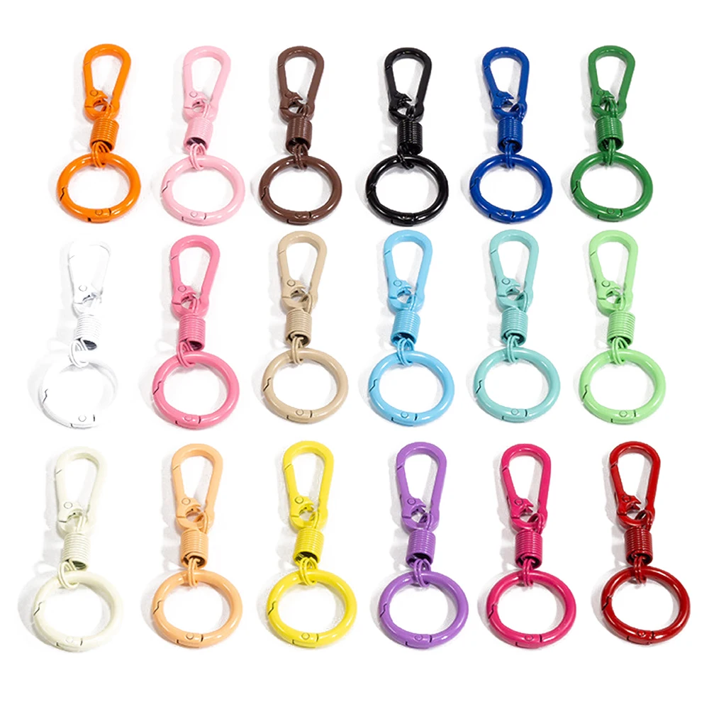 2pcs Colorful Spring Keychain Carabiner Buckle Key Rings