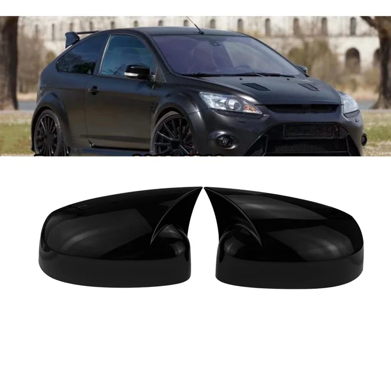 

For Ford Focus MK3 2012-2018 Rearview Side Mirror Cover Wing Cap Exterior Door Rear View Case Trim Carbon Fiber Black