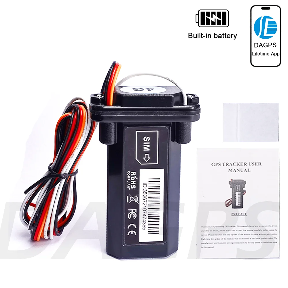 DAGPS T12 Waterproof GPS Tracker for Car 12-90V with Real-Time Tracking, ACC Detection, Cut Off/On the Engine, Lifetime Free App