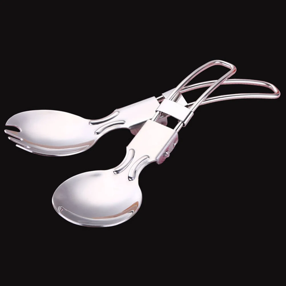 

6 Pcs Folding Spoon Fork Foldable Utensil Stainless Steel Portable Outdoor Travel