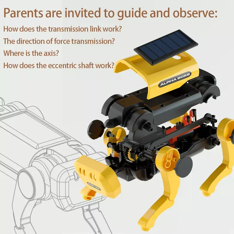 Robô mecânico elétrico movido a energia solar, ciência tecnologia, brinquedos educativos DIY montagem, desenvolvimento intelectual presentes para crianças