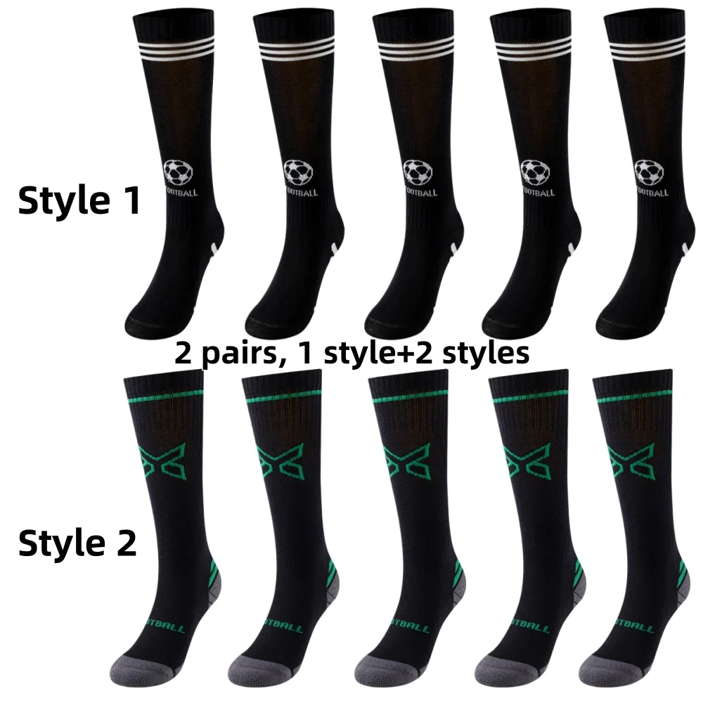 

2 pairs of classic striped high tube sports calf socks for boys and girls, sweat absorbing, high tube football socks calf socks