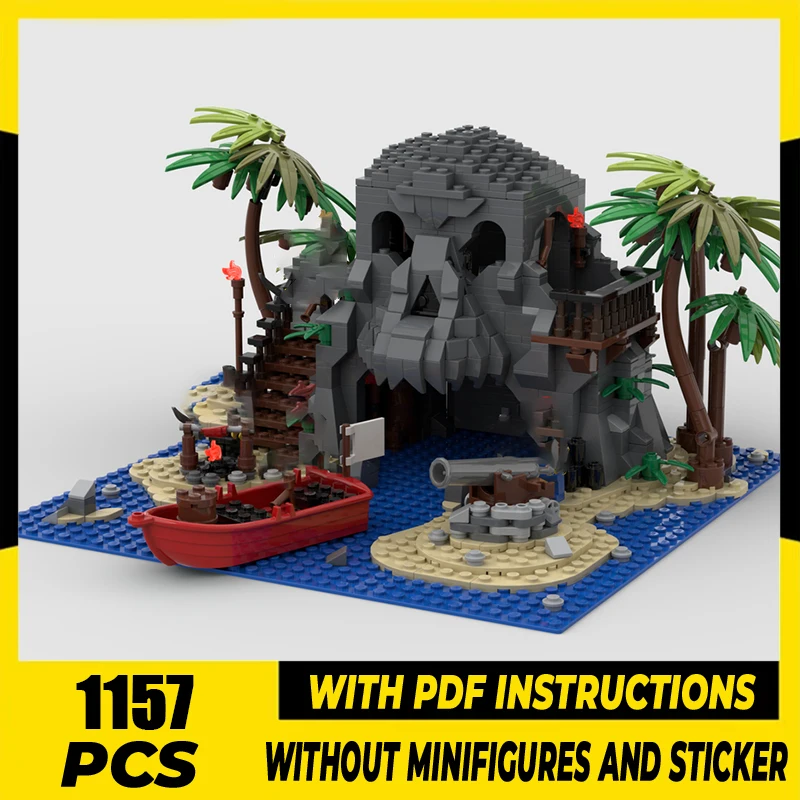 

Модель пиратов Moc, строительные кирпичи, модель острова черепа, технология, модульные блоки, вид на улицу города, подарки, рождественская игрушка, сделай сам, сборка