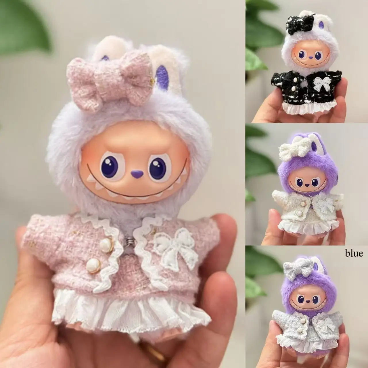 

Luxury Small Fragrant Clothes for Labubu 4.0 Korea StyleCute Hu Bow Headpiece Clothes for 10cm Ladbubu V4 Dolls Accessories