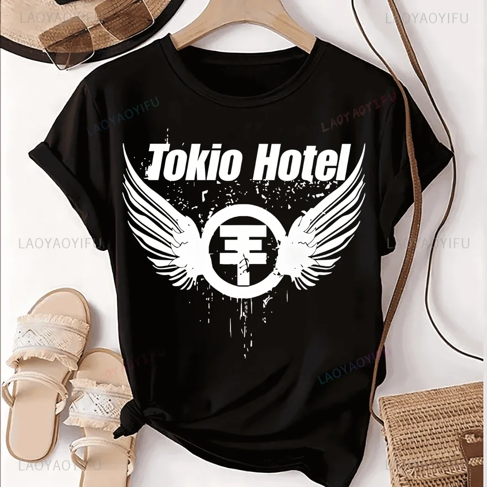 Vintage German Tokio Hotel Rock Band Printed T-shirt Top Tokio Hotel Album Short Sleeve Unisex Shirt Graphic Oversized T-shirt