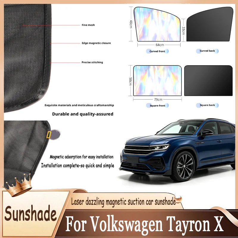 For Volkswagen Tayron X, Strong Magnetic Sun Visor Laser Reflective Shade, Blocks UV & Heat,Protects Interior from Fading