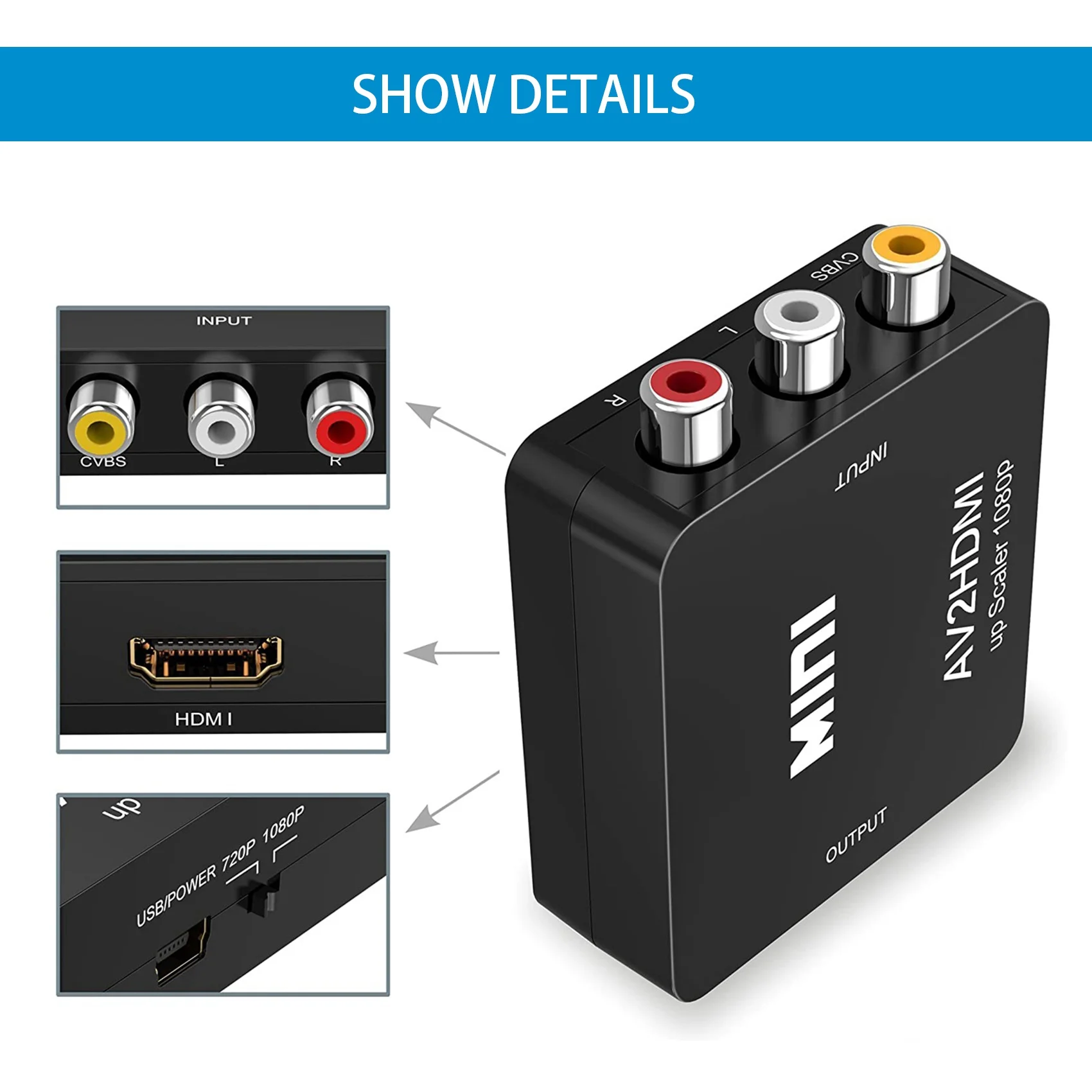 إلى، AV إلى محول، 1080P Mini CVBS محول صوت فيديو PAL/NTSC للتلفزيون/الكمبيوتر/ / STB/