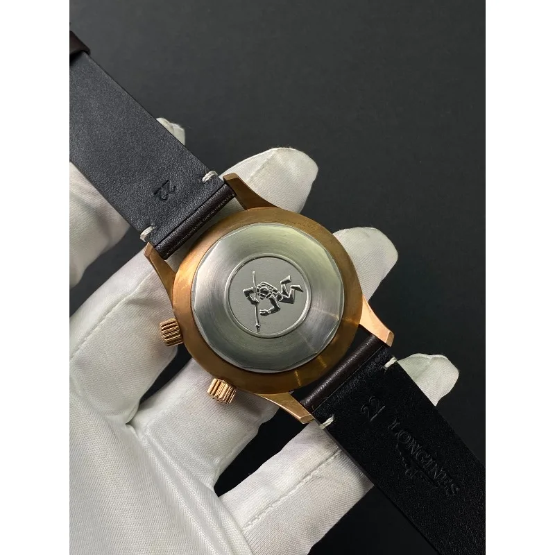 ساعة رجالية ميكانيكية أوتوماتيكية مضيئة باللون البرونزي، مرآة فقاعية من الياقوت، نسخة مخصصة، ساعة كلاسيكية راقية #4