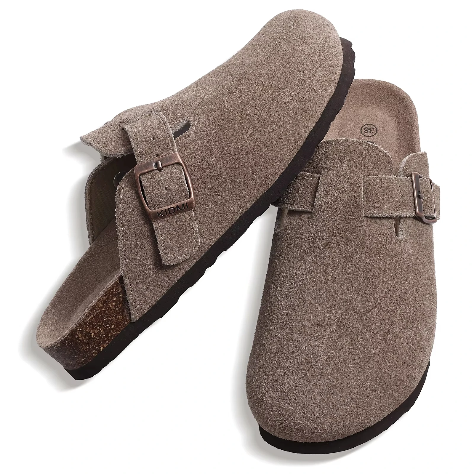 Comwarm Fashion Men's Suede Mules Slippers New Women Clogs Cork Insole Sandals With Arch Support Outdoor Beach Slides Home Shoes image 5