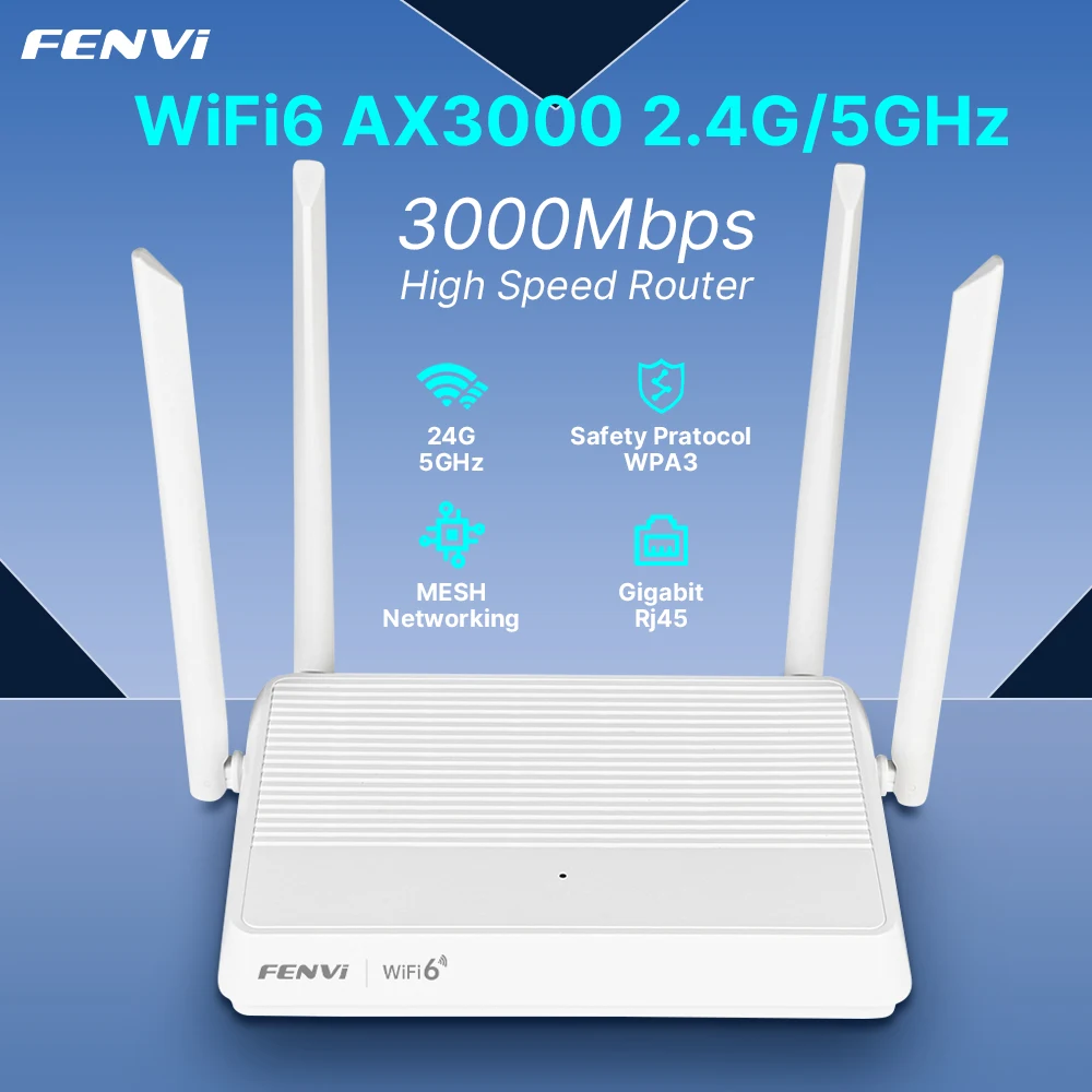 Fenvi WiFi 6 Router AX3000 Dual Band 3000 Mbit/s 2,4 G/5 GHz Gigabit WiFi6 Wireless Repeater MU-MIMO