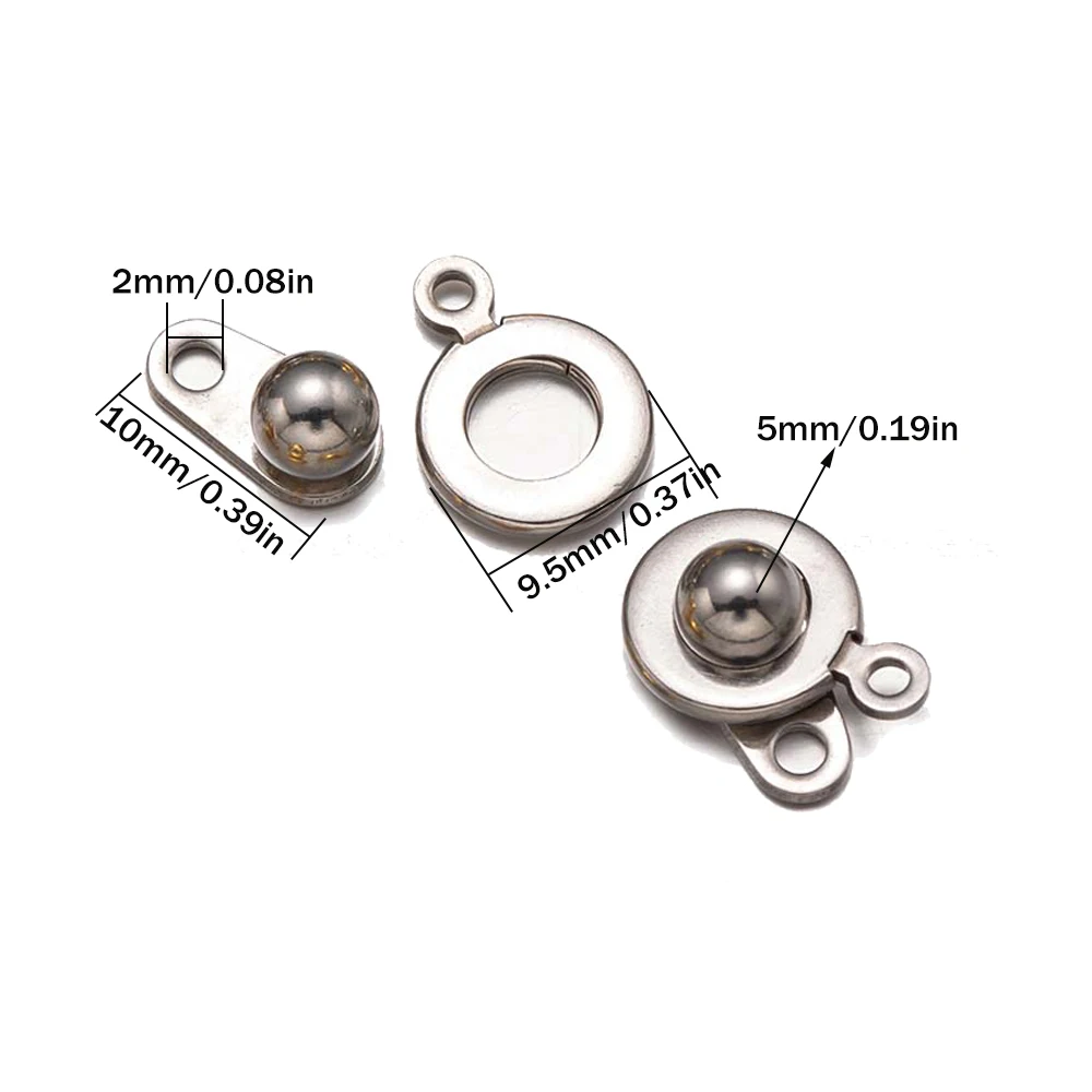 10 Sets Gold Stainless Steel Snap Button Clasps Ball Socket Fastener Connector for DIY Necklace Bracelet Jewelry Craft Making