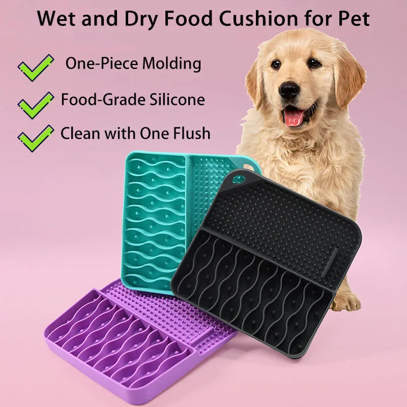 Dog Licking Mat Slow Food Licking Pad with Suction Cup Silicone Pet Training Licking Feeder for Calming and Anxiety Relief