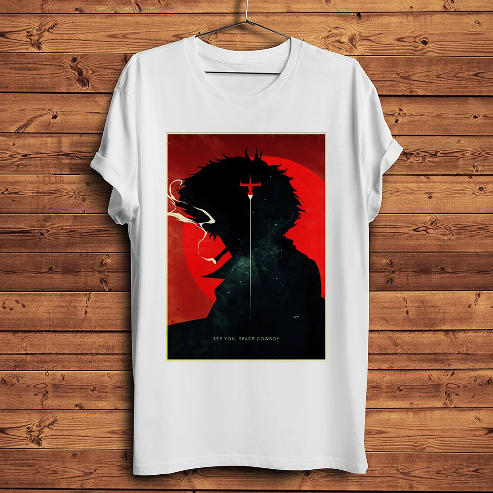 Cowboy hunter Bebops Spike Spiegel Funny anime vintage Tshirt Homme Men Short T Shirt Unisex manga streetwear breathable Tee