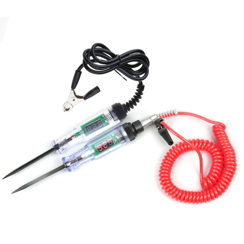 Hand Auto Circuit Tester Test Light with Extended Spring Wire Vehicle Circuits Low Voltages Light Tester for Various Car