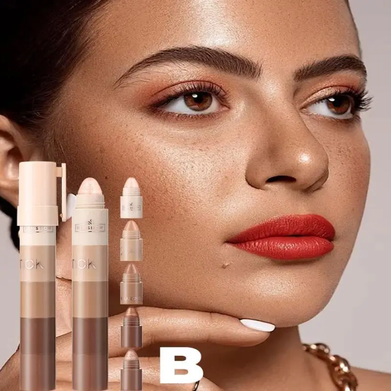 5 In 1 Eyeshadow Pencil Set 4 colors Matte Shimmer Highlight Multi Tone Velvet Eye Color Stick Daily Women Makeup Cosmetic Kit