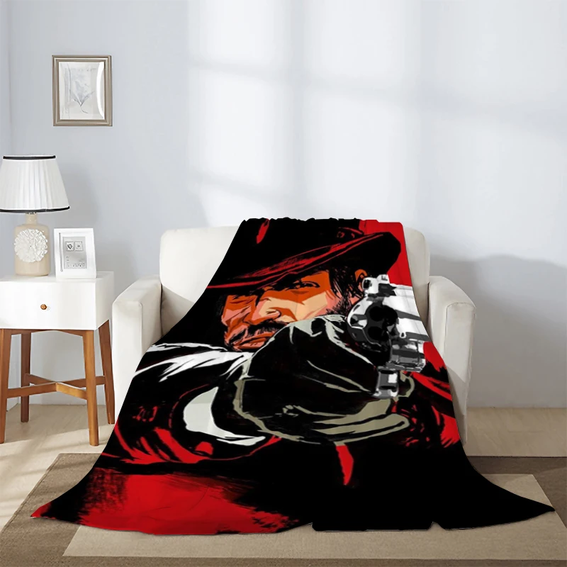 Gamer Custom Blanket Sofa Winter Game RDR2 Red Dead Redemption 2 Fluffy Soft Blankets & Throws Microfiber Bedding Knee Warm Nap