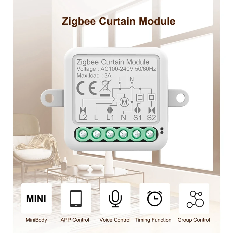 Tuya Zigbee Smart Curtain Switch Module Intelligent Circuit Breaker Support APP Remote Control For Curtain Switch