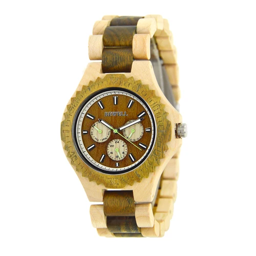 Imagen 1 del producto Reloj de madera para hombre de cuarzo, relojes de pulsera vintage ligeros para hombre con correa de madera