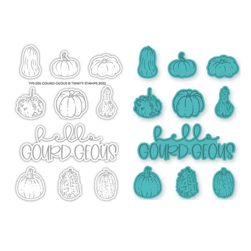 

New 2022 Pumpkin Gourd-geous Metal Cutting Dies Scrapbooking For Paper Making Embossing Frame Card Clear Stamps Set