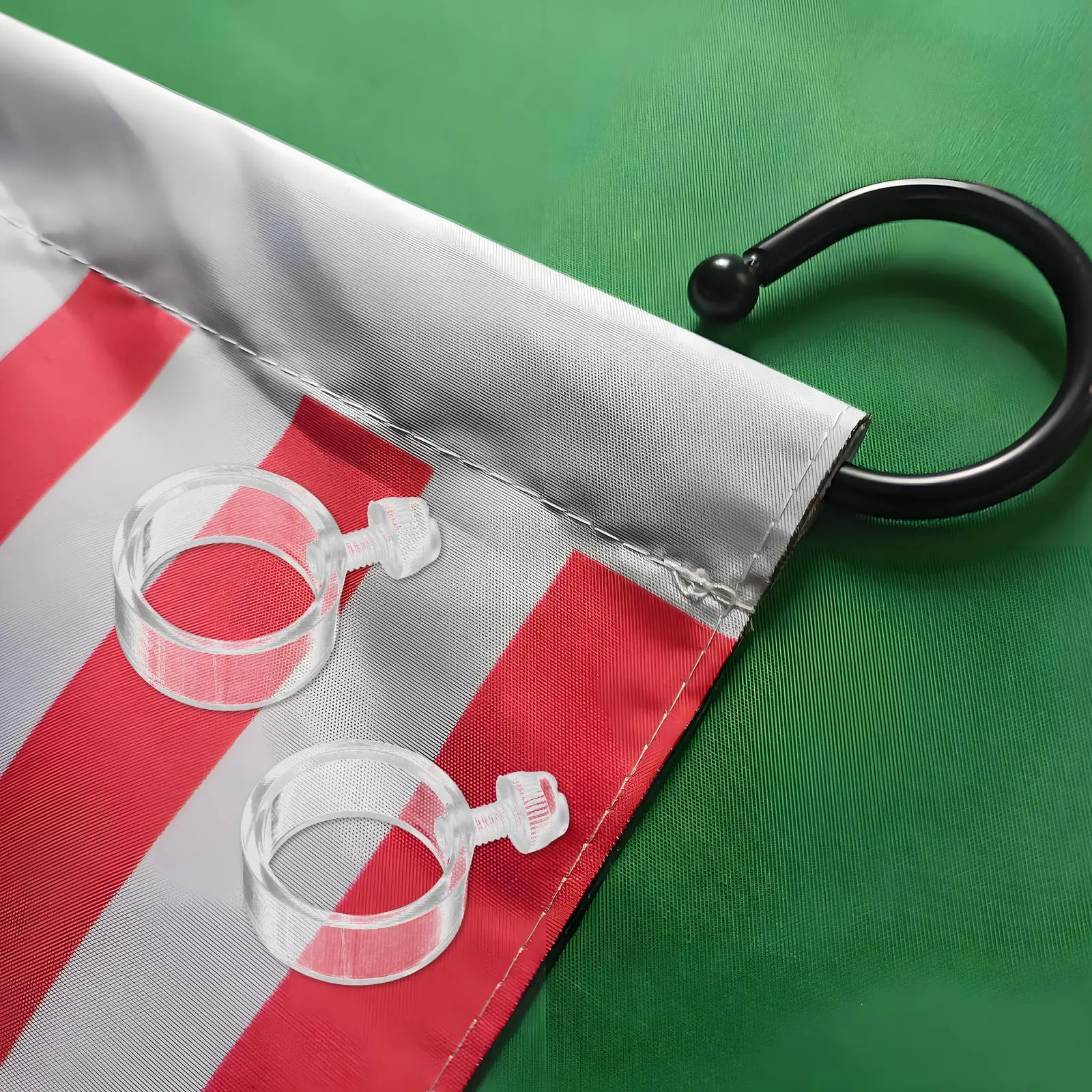 

6pcs Fixing Buckle Accessories Durable Plastic Flagpole Mounting Bracket Garden Flagpole Clips Carabiner Clamps Holder Rings