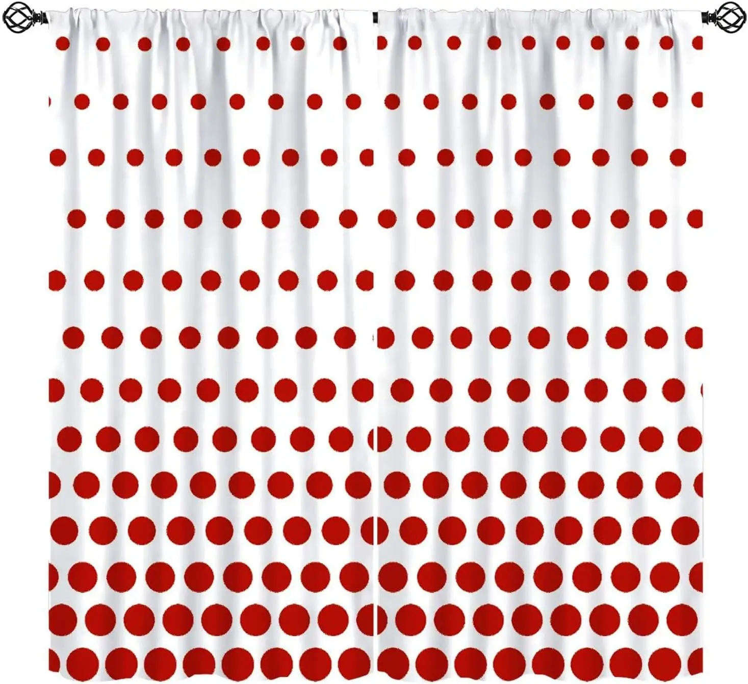 Polka Dot Curtains Abstract Geometric Red Circles Window Treatment Classic Minimalist Circular Round Points Drapes for Farmhouse