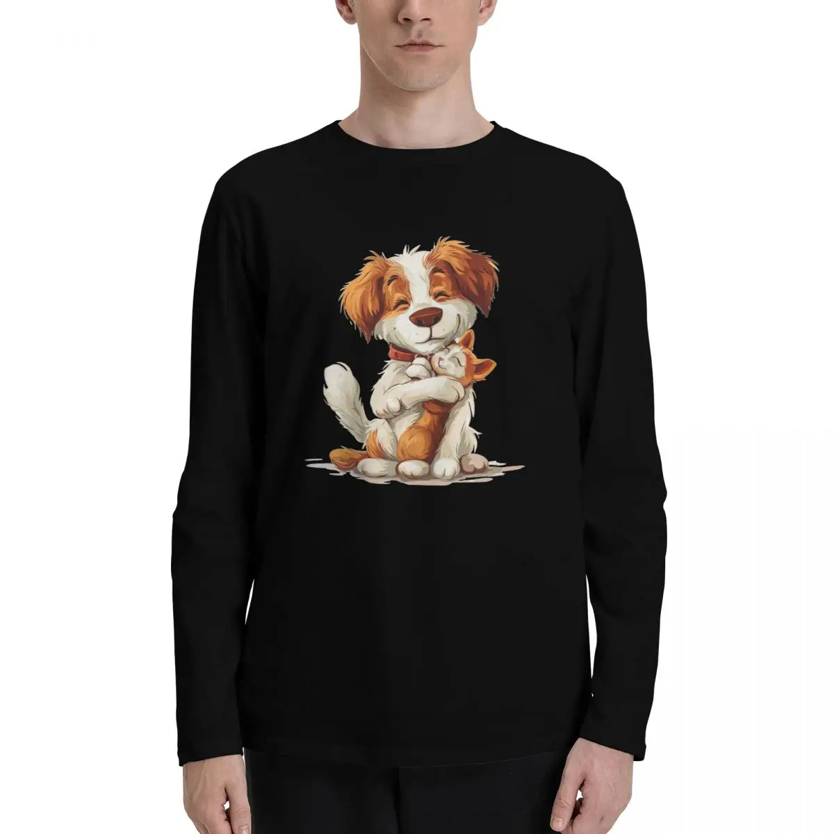 2024 New Autumn Winter Fall Men's Long Sleeve T-Shirts Dog Puppy Hipster Trippy Design Soft,Premium Quality Pattern Print