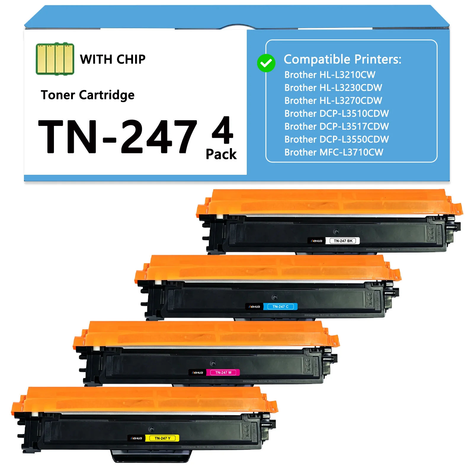4 x TN247 Tonerkartusche, kompatibel mit Brother DCP-L3510CDW L3517CDW L3550CDW HL-L3210CW L3230CDW MFC-L3710CW L3730CDN 3750CDW L3770CDW