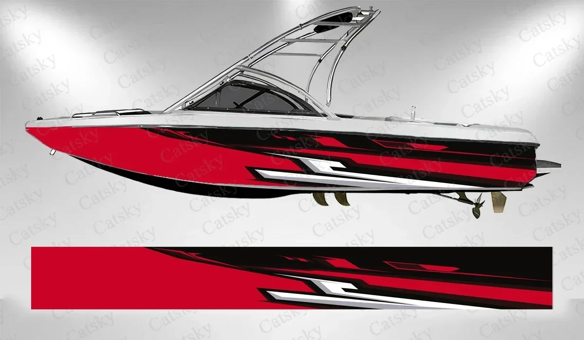 Colorful Irregular Abstract Triangle Stripes Boat Wrap Sticker Vinyl Boat for Pontoon Deck Boat Fishing Platform Decal Sticker 4