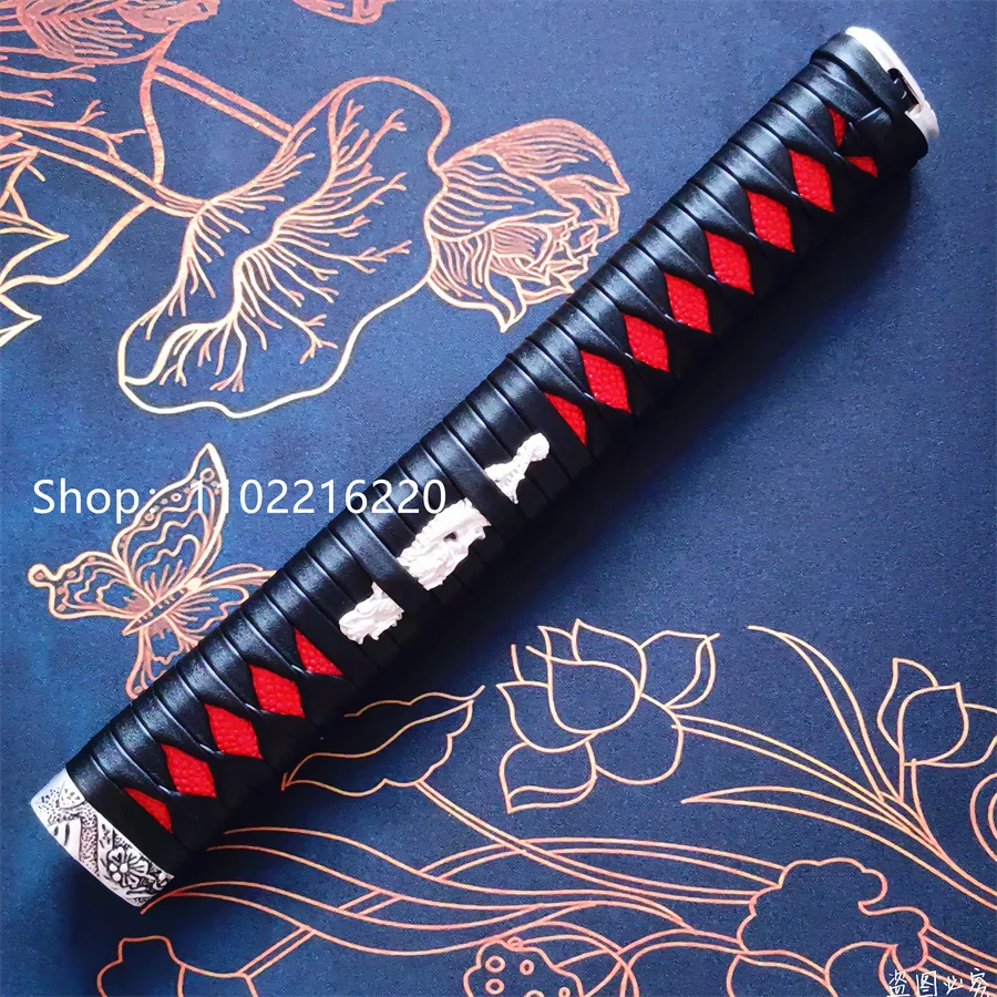 Beautiful Real Sword Parts Tsuka Handle Hilt Alloy Fuchi Kashira Menuki For Japanese Japan Samurai Katana Fittings Leather Ito