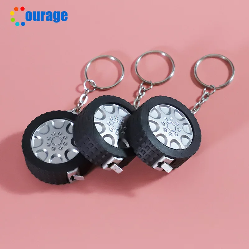 

2Pcs Compact Tire Retractable Tape Measure Keychain Mini Portable Measuring Tape for Home Office Construction Small Tool